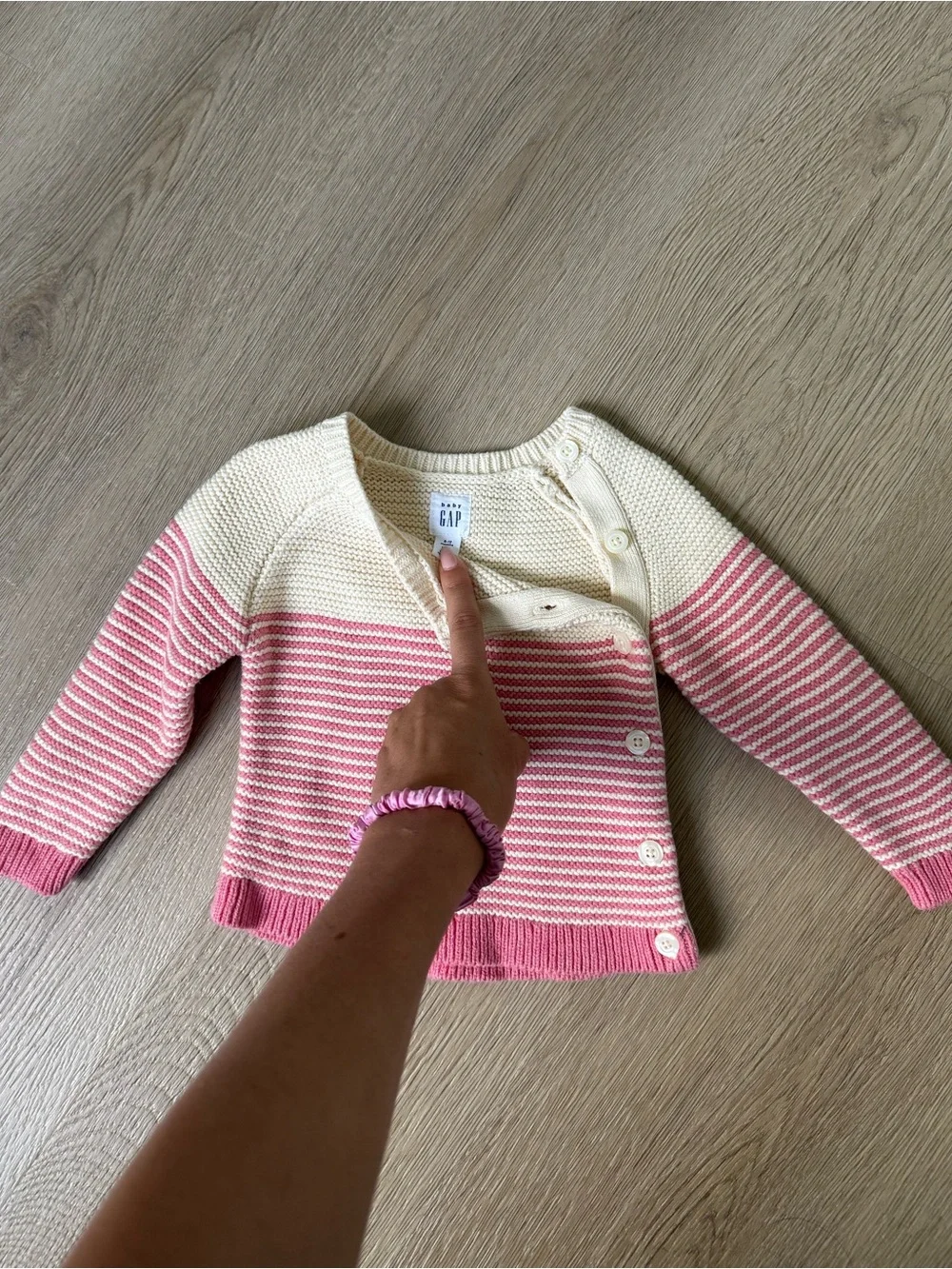 GAP Cream & Pink Knit Hoodies and Striped Sweater Set sizes 6-24 months